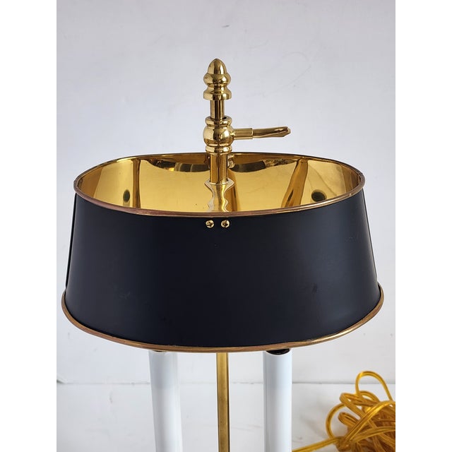 Vintage French Bouillote Brass & Tole Table Lamp For Sale - Image 9 of 16