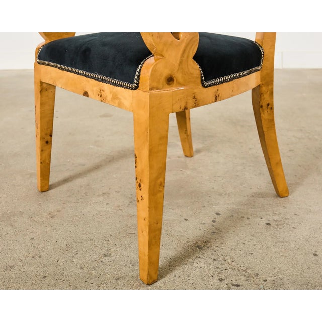 Set of Twelve Viennese Biedermeier Style Burl Maple Dining Chairs For Sale - Image 12 of 18