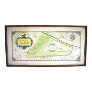 1930s Chart of the Aintree Race Course Hand-Coloured & Signed by the Artist George Annand