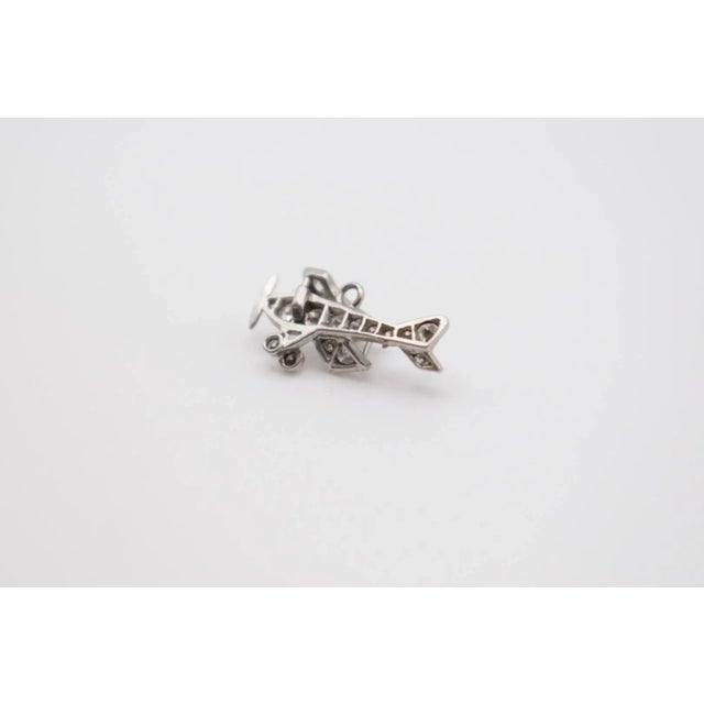 Metal Mid 20th Century Bi-Plane Diamond Charm For Sale - Image 7 of 8
