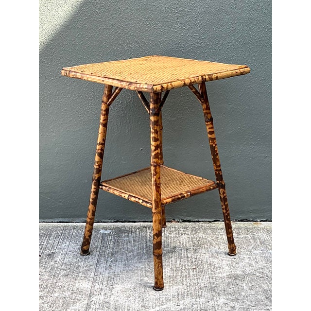 Wood Vintage Tortoise Bamboo Side Table For Sale - Image 7 of 12