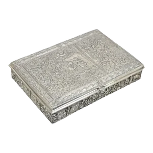 Early 1900s Vintage Dutch Country French Baroque Style Silver Plated Figural Jewelry Box