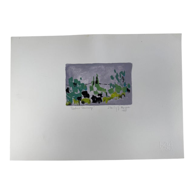 Mid-Century Modern 1986, "Urbino" (Landscape), Abstract Impressionism, Original Print on Fabriano Paper, Stanley J. Krupa For Sale - Image 3 of 9