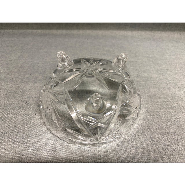 Transparent Vintage Cut Crystal Lidded Candy Dish For Sale - Image 8 of 9