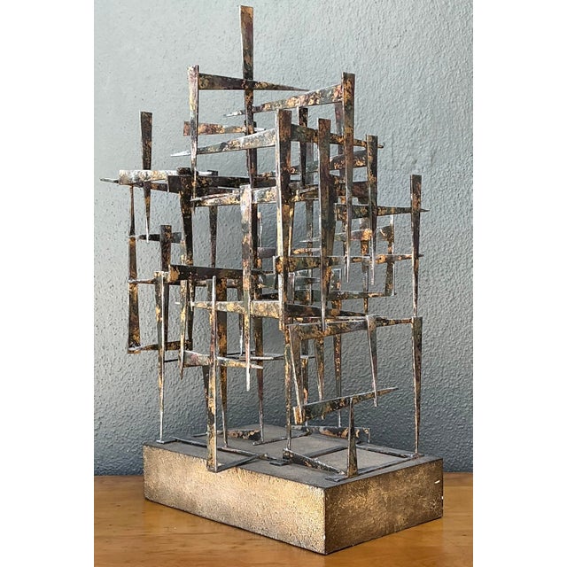 Bronze Vintage Brutalist Abstract Sculpture For Sale - Image 8 of 12
