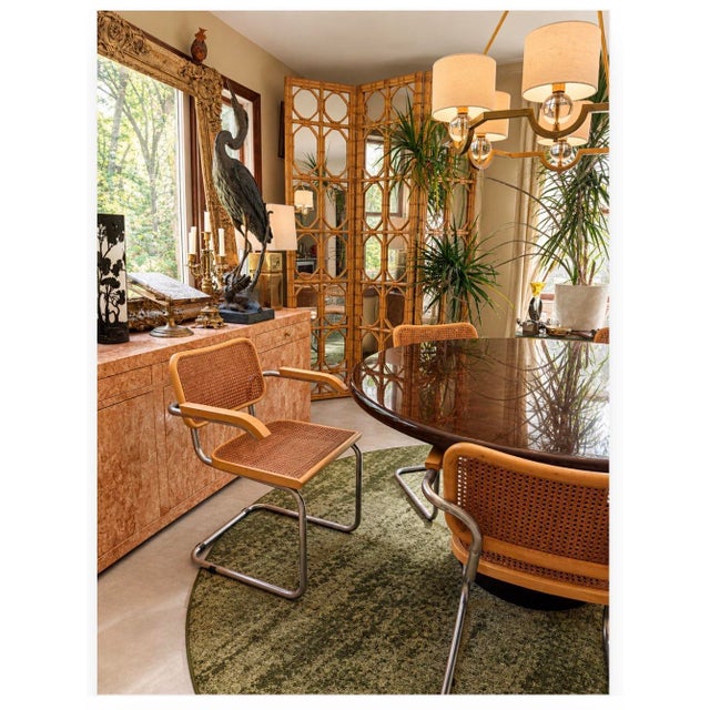 Very large ! 88” tall. Each panel is 20” across. Constructed of bamboo over mirror, the bamboo is natural yellow in color,...