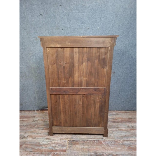 Vintage Louis Philippe Cherrywood Drop-Front Secretary Desk with Leather Top For Sale - Image 11 of 13