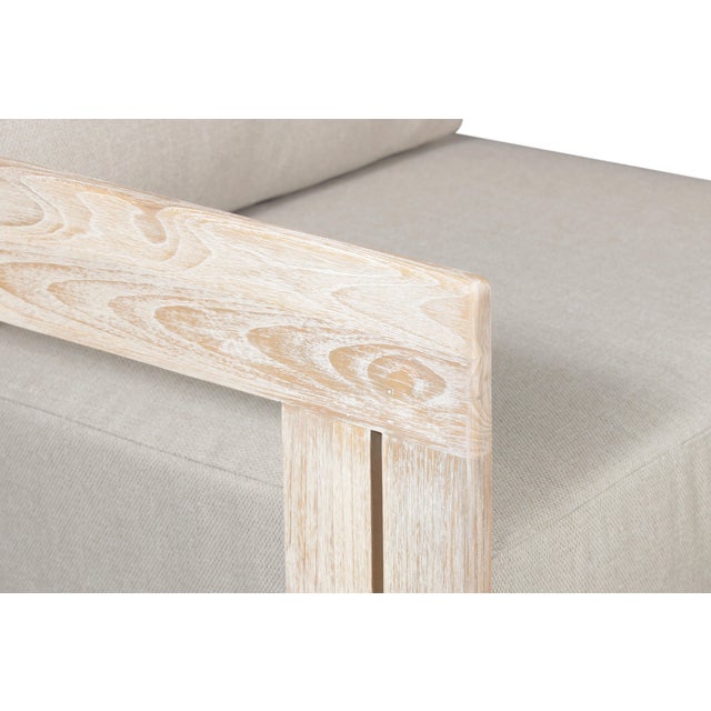 Paradiso Outdoor Solid Teak Wood Chair Natural Look - Grey Fabric For Sale - Image 4 of 9