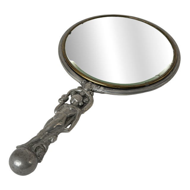 Pewter Hand Mirror by C.G. Hallberg, Stockholm, 1929 For Sale