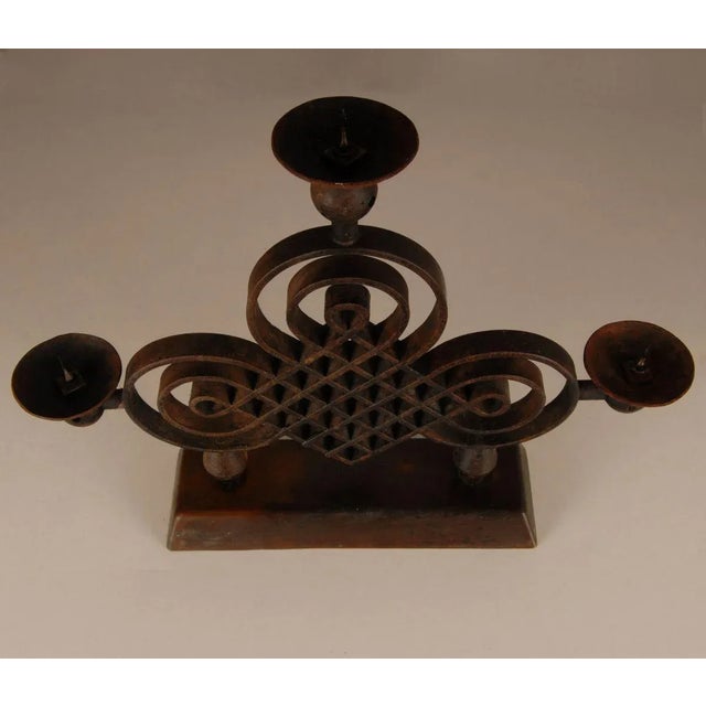 1940s French Art Deco Wrought Iron Candleholder by Gilbert Poillerat, 1940s For Sale - Image 5 of 12