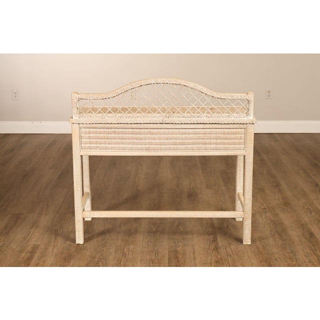 Lexington Henry Link Wicker Vanity Or Writing Desk and Chair For Sale - Image 17 of 18