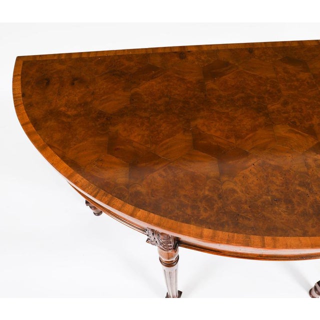 1950s Vintage English Burr Walnut Parquetry Console Table, 1950s For Sale - Image 5 of 12
