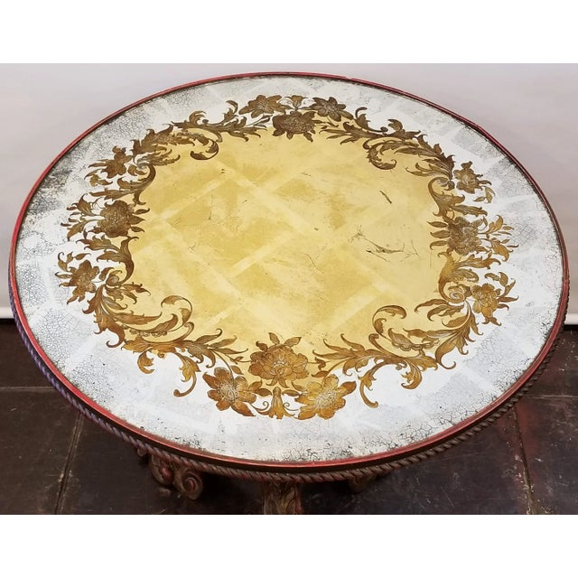 Antique Italian Baroque Carved SideTable With Putti Cherubs on Base and Verre Églomisé Top For Sale In San Diego - Image 6 of 9