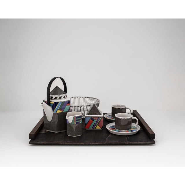 Tea Set with Wooden Tray by Rosenthal & Alessi, 1990, Set of 11 For Sale - Image 3 of 15