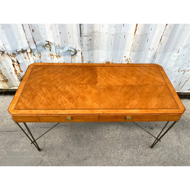 Vintage Late 20th Century Inlaid Writing Desk by Hickory & White Furniture. For Sale - Image 9 of 18