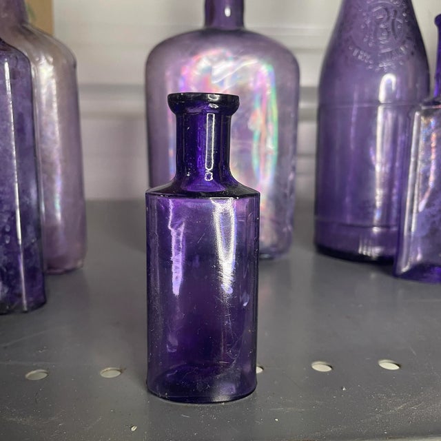 Purple Large Collection of Antique Purple Glass Bottles- Set of 16 For Sale - Image 8 of 11