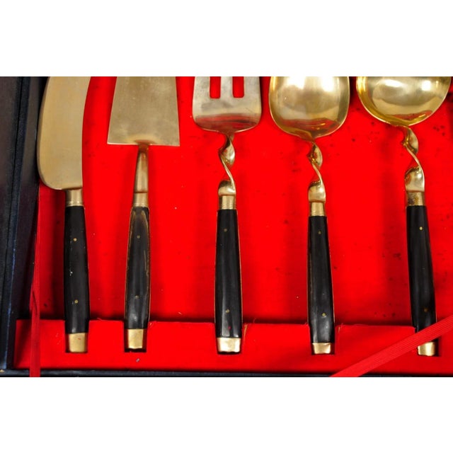 Vintage Bangkok Jewels Bronze Brass & Celluloid Flatware Set in Case - 130 PCS For Sale - Image 18 of 18