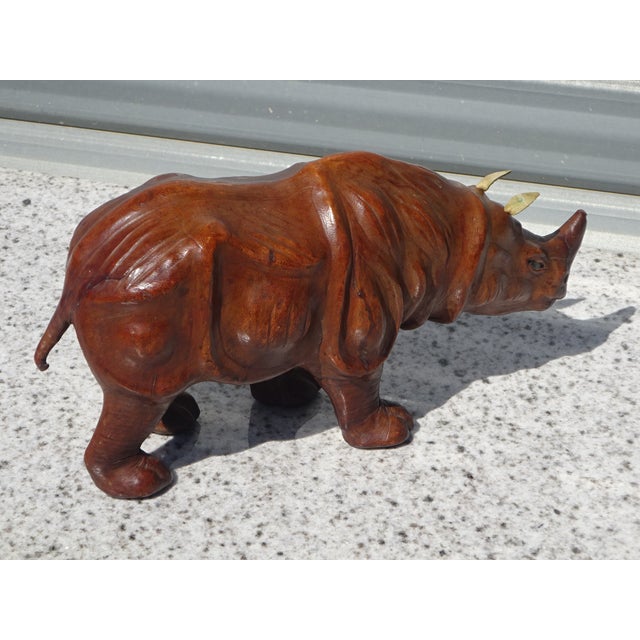 Vintage Leather Rhinoceros, India, 1950s For Sale - Image 11 of 14