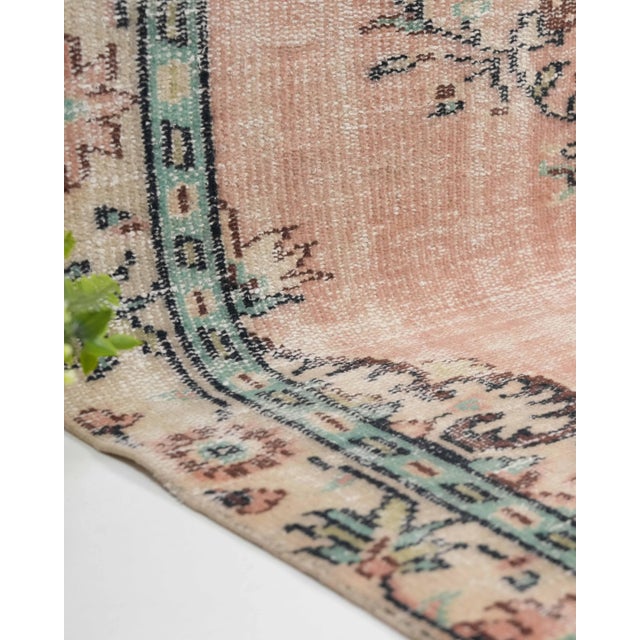 1970s Vintage Turkish Oushak Handmade Wool Cotton Orange Area Rug For Sale - Image 11 of 11