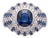 Stunning 18k Gold Sapphire and Diamond Halo Cocktail Ring, New Design, Size 6 For Sale