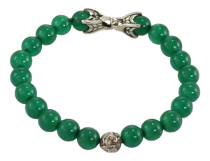 David Yurman Green Onyx Sterling Silver Spiritual Bead Bracelet