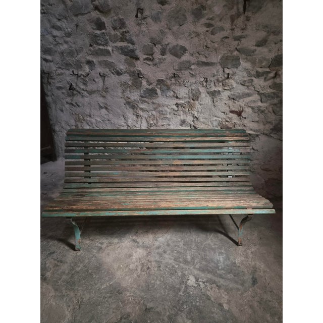 French Garden Bench in Wood and Iron, 1950s For Sale - Image 11 of 18