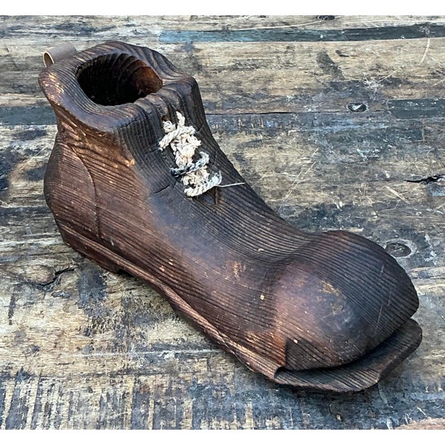 Vintage Italian Carved Wooden Shoe For Sale - Image 4 of 12