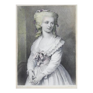 Small Antique Mid 19th Century Portrait Engraving of Princess of Lamballe For Sale