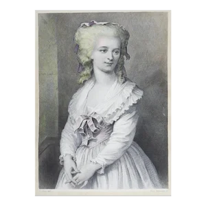 Small Antique Mid 19th Century Portrait Engraving of Princess of Lamballe