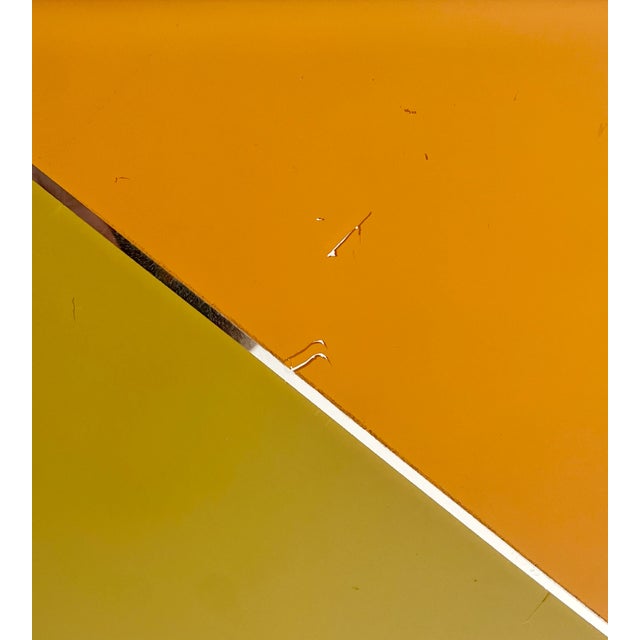 White 1970s Greg Copeland Large Geometric Graphic Art Op Mirror With Chrome Frame For Sale - Image 8 of 13