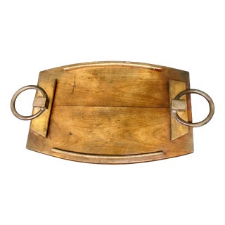 Arts and Crafts Golden Elm Ships Tray For Sale