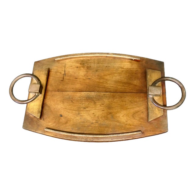 Arts and Crafts Golden Elm Ships Tray For Sale