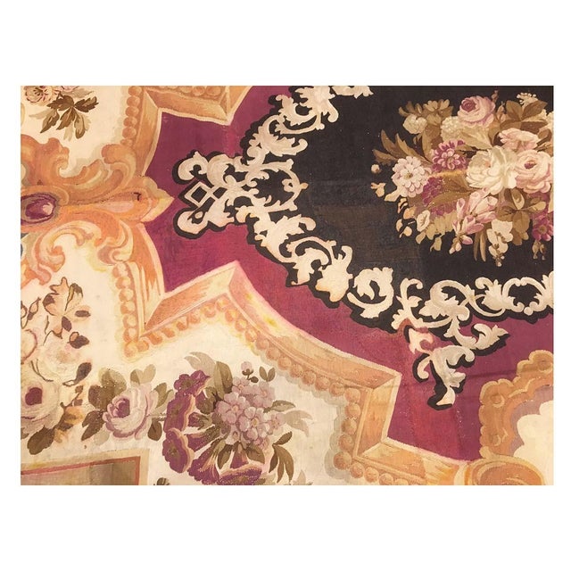 Textile Antique French Aubusson Tapestry Wool 14x17 Tan, Ivory & Black Handmade Area Rug #9902078 For Sale - Image 7 of 12