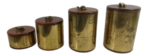 Vintage Brass and Wood Jars, Italy, 1950s, Set of 4