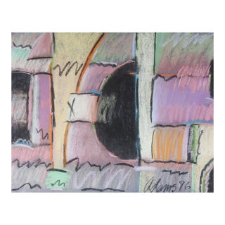 1996 Jerry Adams Abstract Pink and Black Pastel Painting For Sale