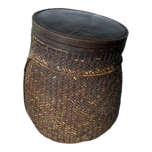Rattan Basket Dayak Tribe Hand-Woven From Kalimantan, Borneo, Mid 20th Century