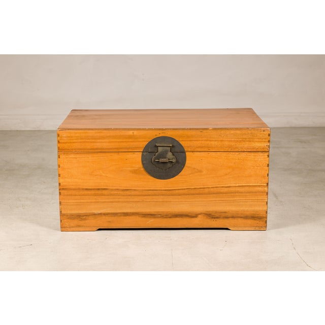 Vintage Chinese Pine Blanket Chest or Coffee Table with Brass Hardware For Sale - Image 11 of 18