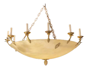 1940s French Large Empire Alabaster Chandelier