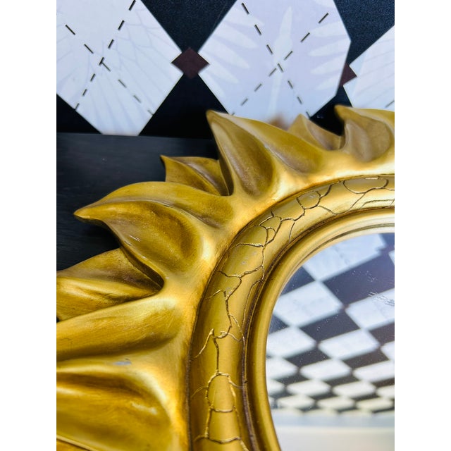 1970s Midcentury Modern Gold Sunburst Wall Mirror, Hollywood Regency-Style , 15" For Sale - Image 13 of 18