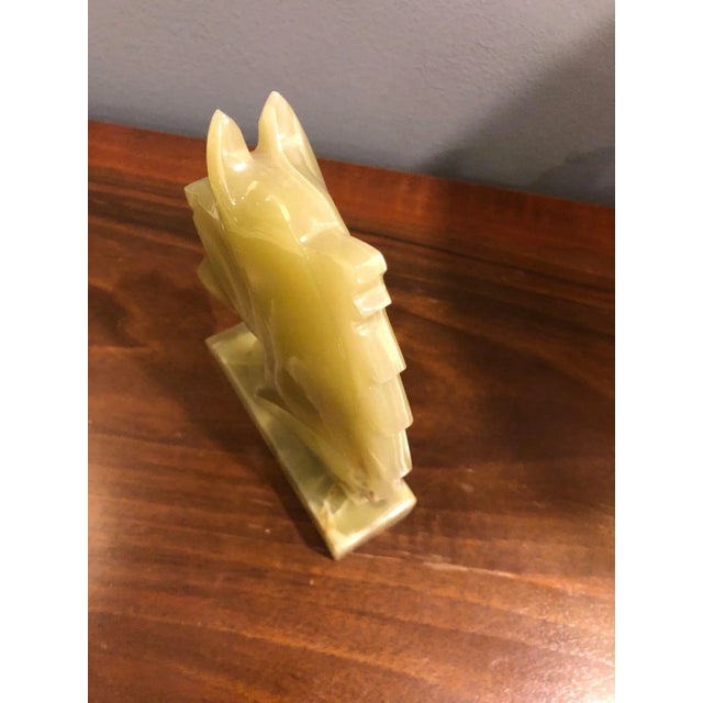 Vintage Horse Head Sculpture in Carved Jade For Sale - Image 4 of 9