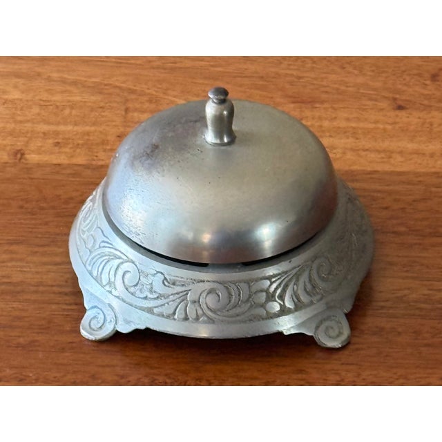 Metal Vintage Silver Toned Hotel Counter Bell For Sale - Image 7 of 8