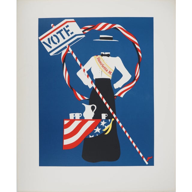 Robert Indiana, Votes for Women, The Activist with the Star-Spangled Banner, Original Lithograph For Sale - Image 6 of 6
