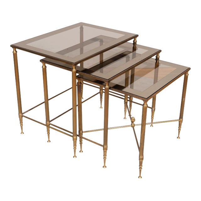 Nesting Vintage Brass Tables - Set of 3 For Sale