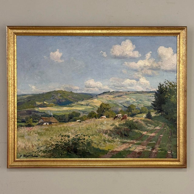 Antique Framed Oil Painting on Canvas by Xavier Wurth (1869-1933) For Sale In Dallas - Image 6 of 16