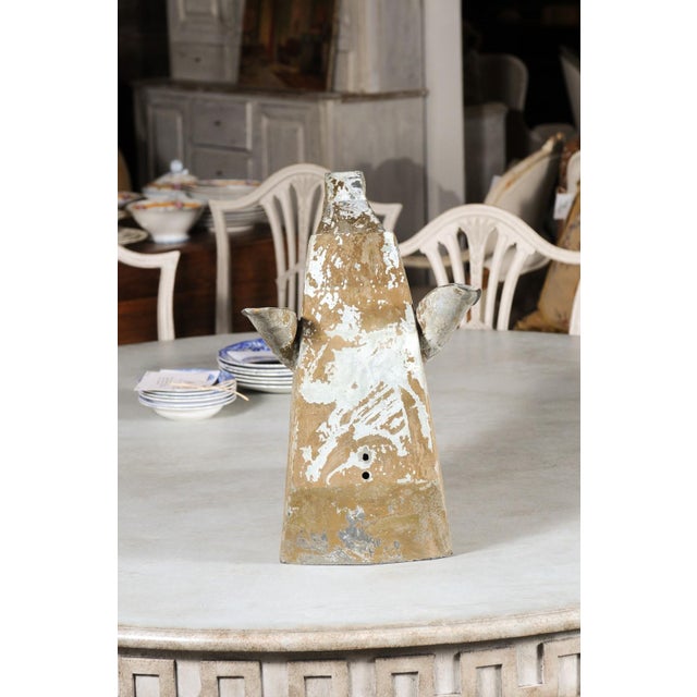 French 1890s Gilded Zinc Horse Head Sculpture with Angular Traits and Patina For Sale - Image 12 of 12