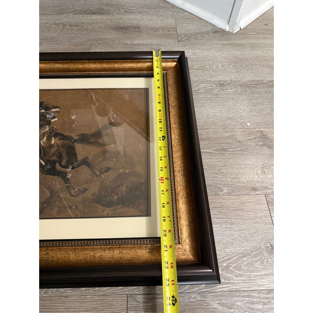 Impressionist After Charles Schreyvogel Painting of Horse 19th Century Signed For Sale - Image 3 of 7