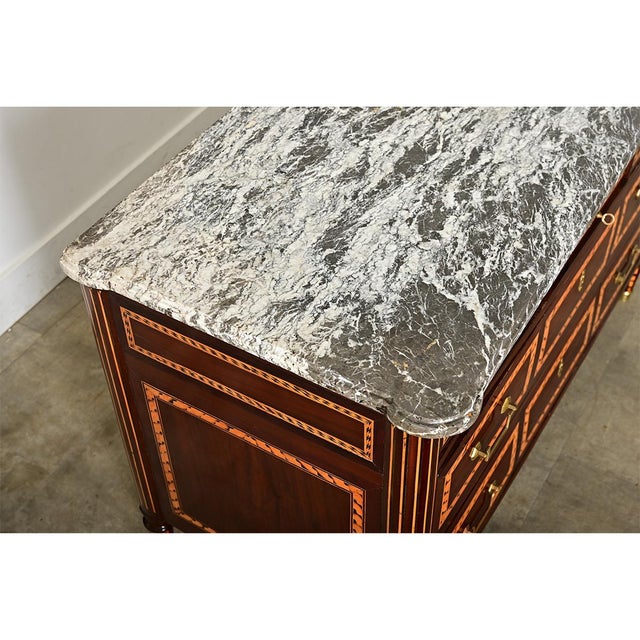 French 18th Century Louis XVI Style Inlay Mahogany Commode For Sale - Image 12 of 15