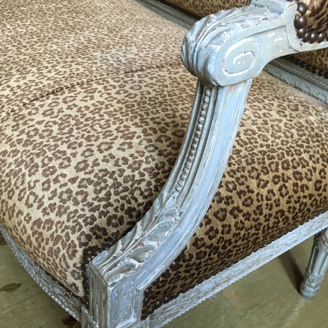 Light Gray Louis XVI Style Settee For Sale - Image 8 of 10