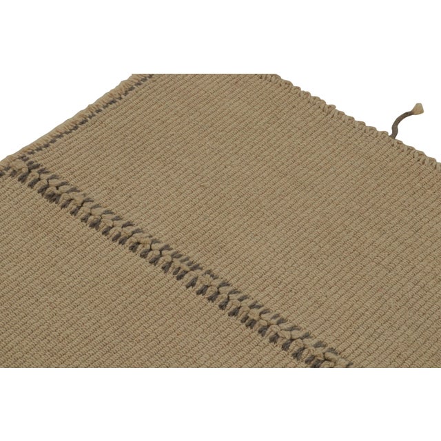 Rug & Kilim Rug & Kilim’s Contemporary Kilim in Beige-Brown With Gray Accents For Sale - Image 4 of 7