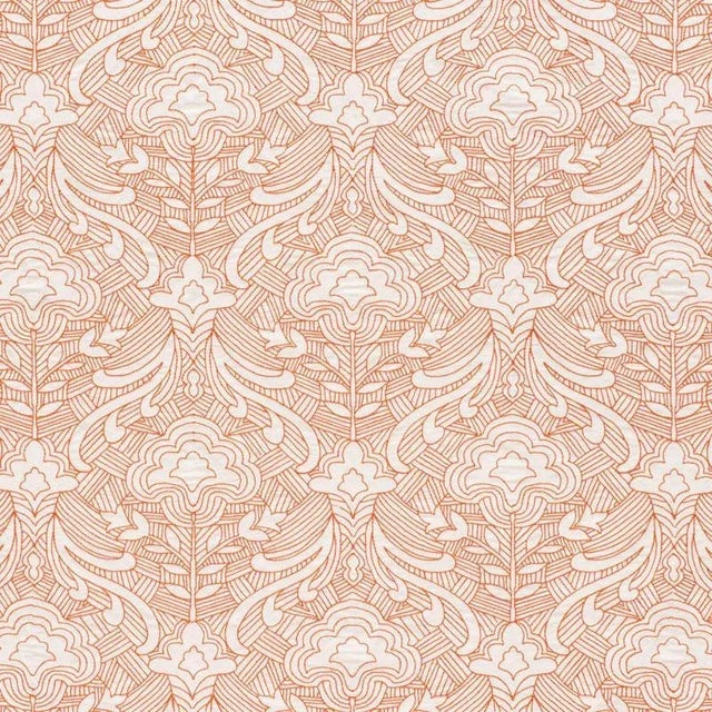 Sample - Schumacher Hendrix Embroidery Fabric in Orange For Sale